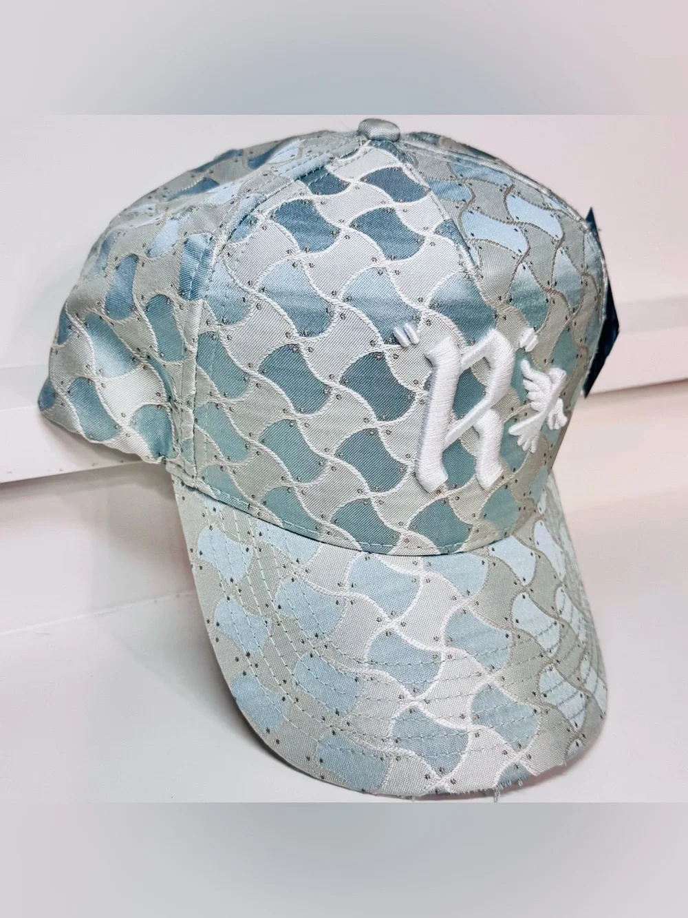 Reference Brand Luxe Woven Snapback Hat - Blue Snake Scale Pattern w/ Embroidere